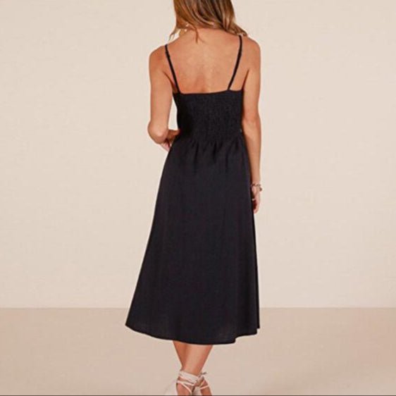 Sexy Halter Dress – Suspender & Button Pocket - AmiraMart