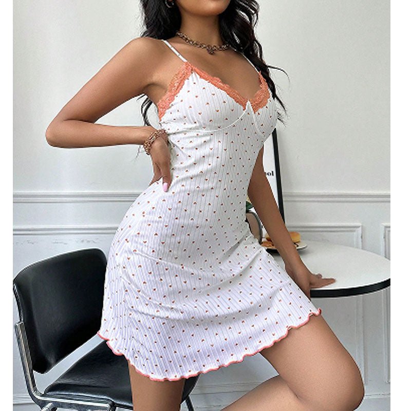 Tight Waist Slim Backless Slip Nightdress - AmiraMart