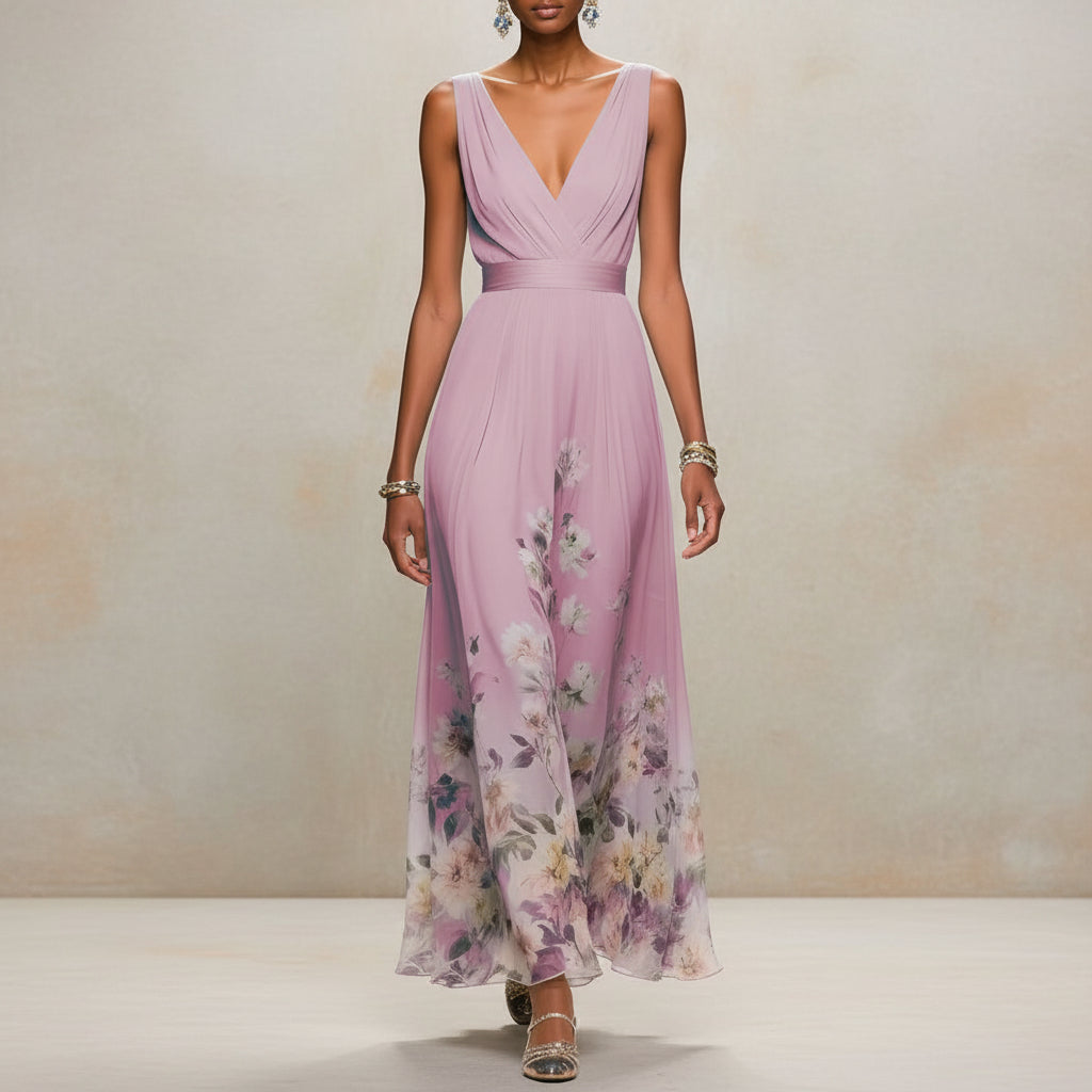 Sexy Vest Chiffon Printed Dress - AmiraMart