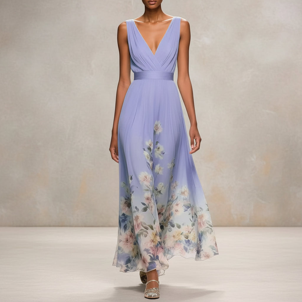 Sexy Vest Chiffon Printed Dress - AmiraMart