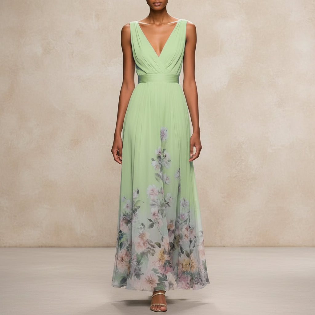 Sexy Vest Chiffon Printed Dress - AmiraMart