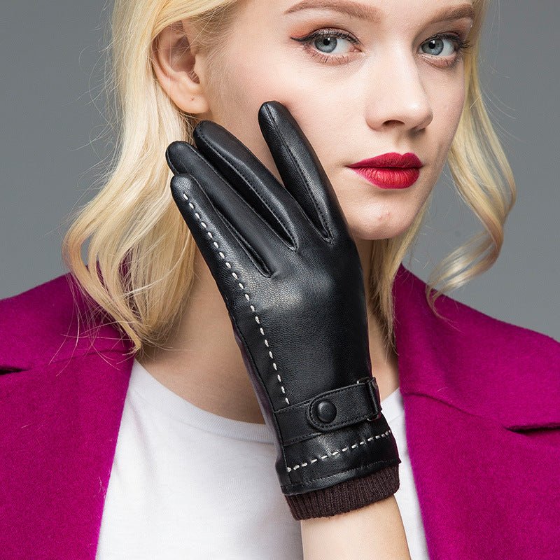 Sheepskin leather U touch screen gloves - AmiraMart