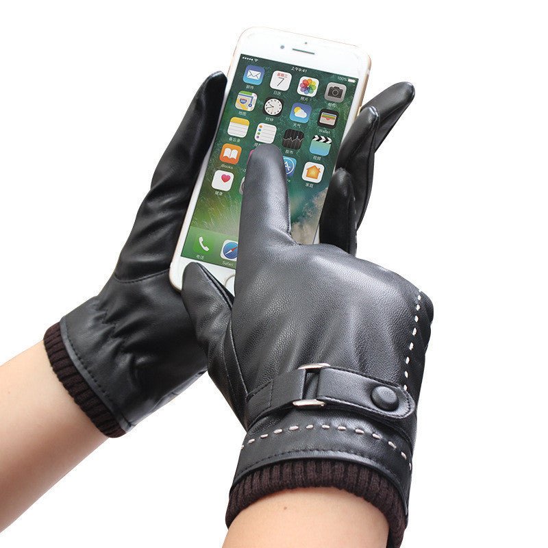 Sheepskin leather U touch screen gloves - AmiraMart