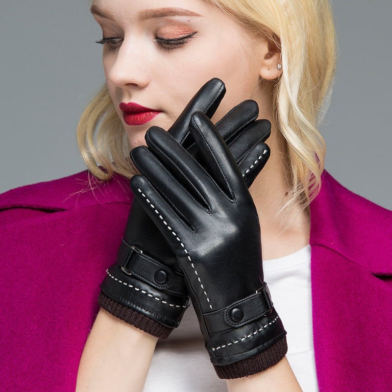 Sheepskin leather U touch screen gloves - AmiraMart