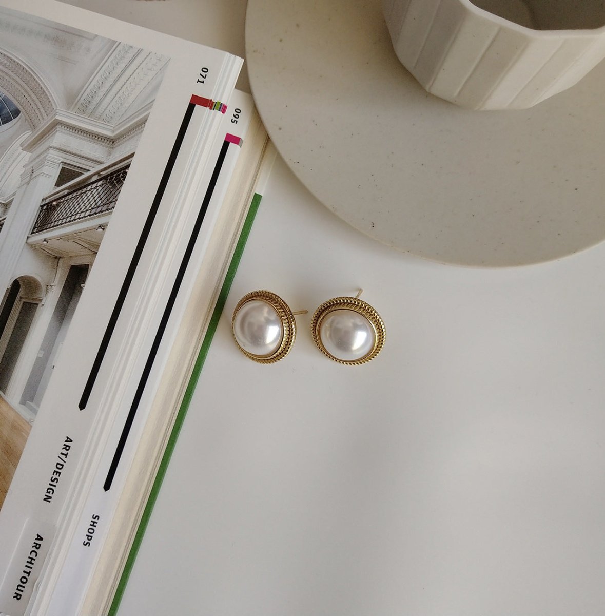 Shell Pearls INS Ear Studs Earrings - AmiraMart