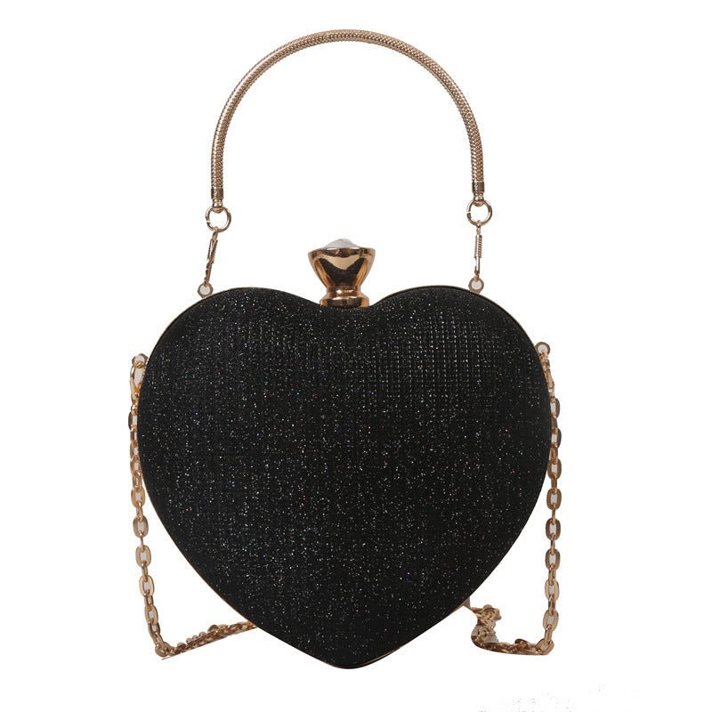 Shiny Heart Clutch Bag - AmiraMart