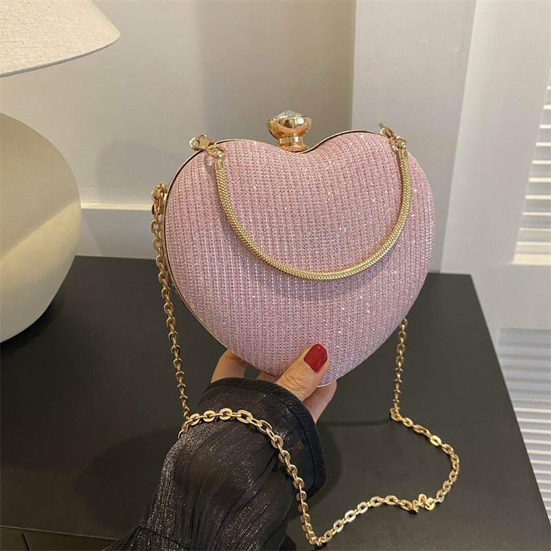 Shiny Heart Clutch Bag - AmiraMart