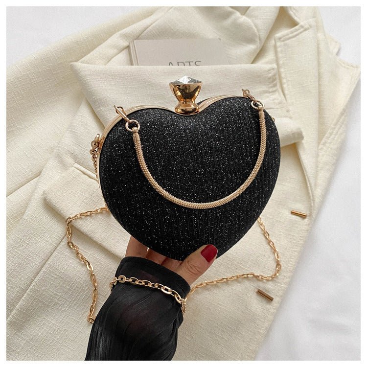 Shiny Heart Clutch Bag - AmiraMart
