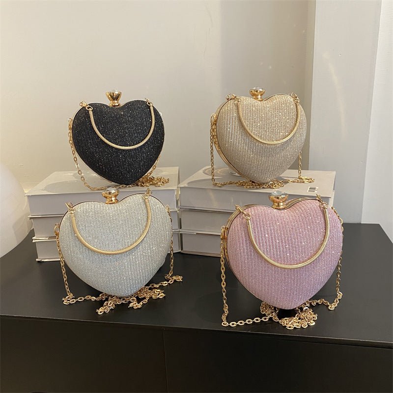 Shiny Heart Clutch Bag - AmiraMart