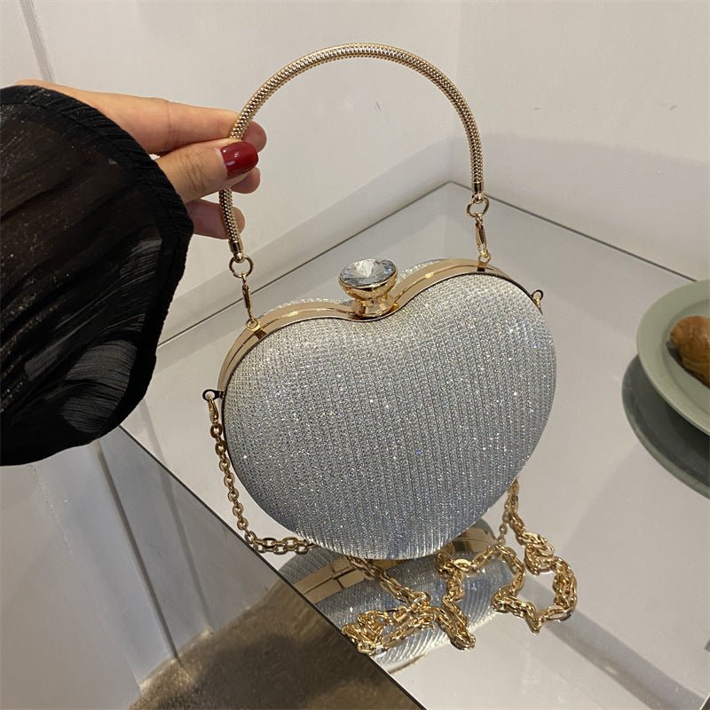 Shiny Heart Clutch Bag - AmiraMart