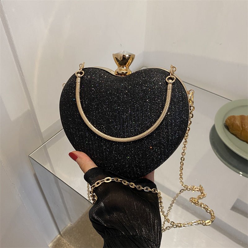 Shiny Heart Clutch Bag - AmiraMart