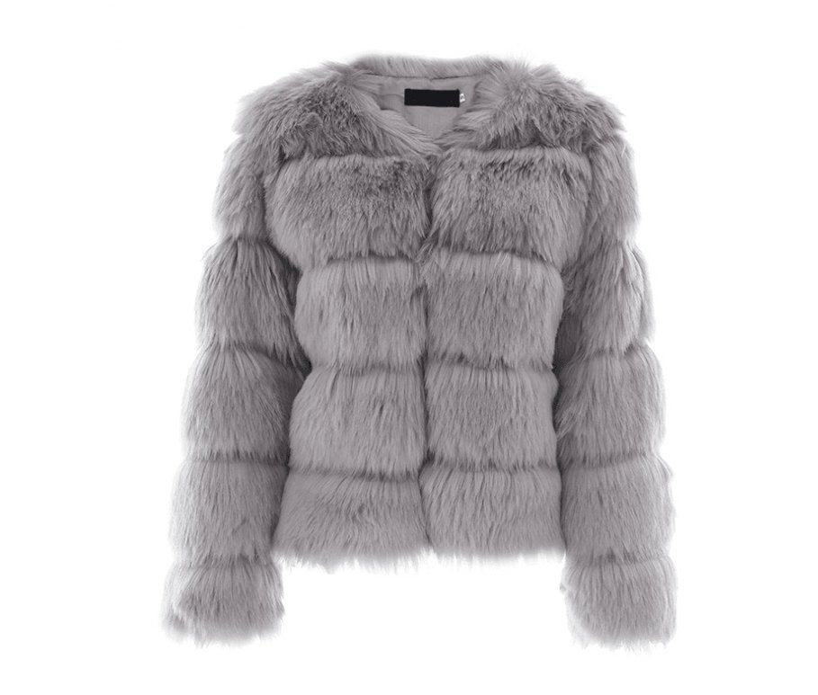 Short faux fur coat female - AmiraMart