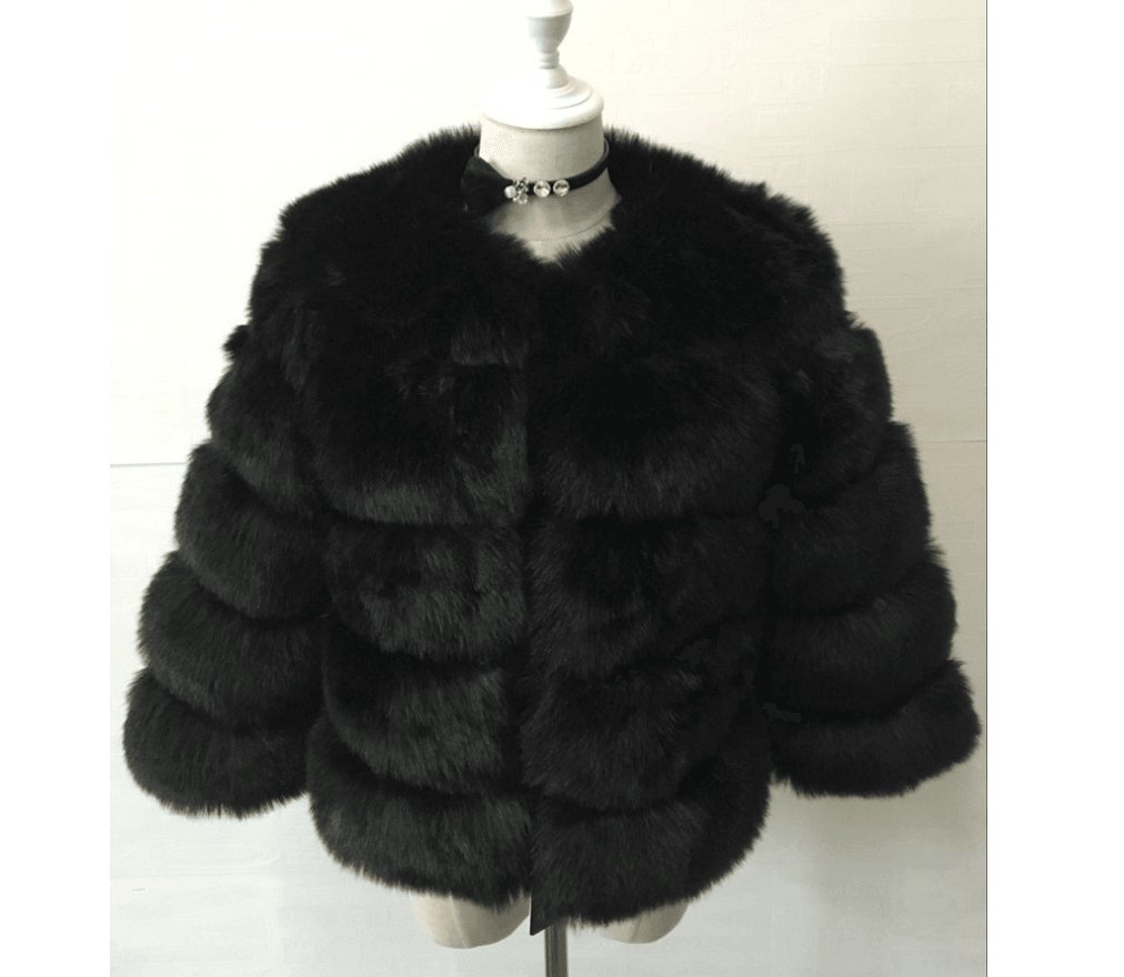 Short faux fur coat female - AmiraMart