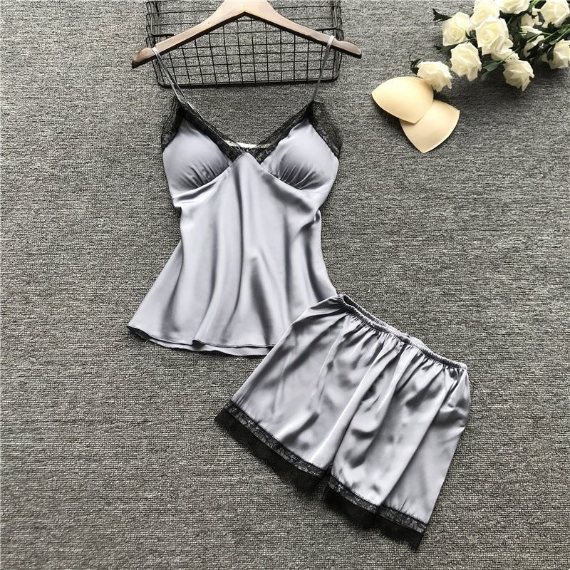 Silk pajama four piece set - AmiraMart