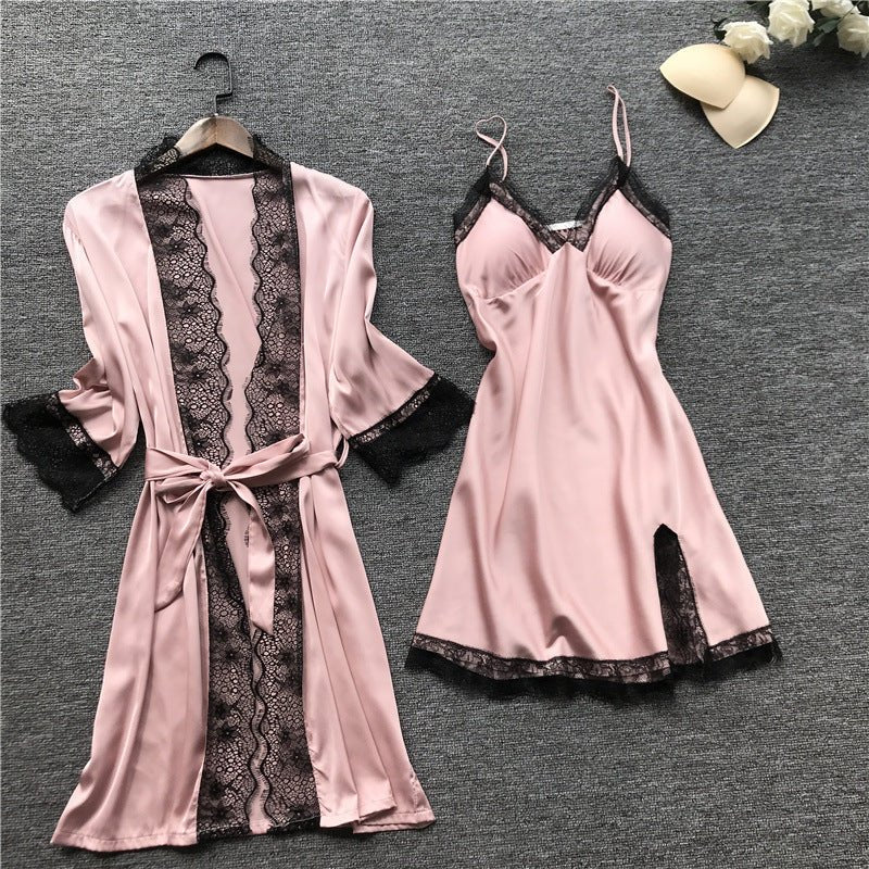 Silk pajama four piece set - AmiraMart