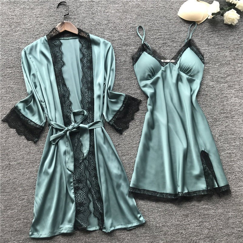 Silk pajama four piece set - AmiraMart