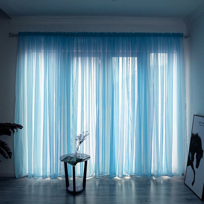 Simple And Modern Balcony Solid Color Gauze Curtain - AmiraMart