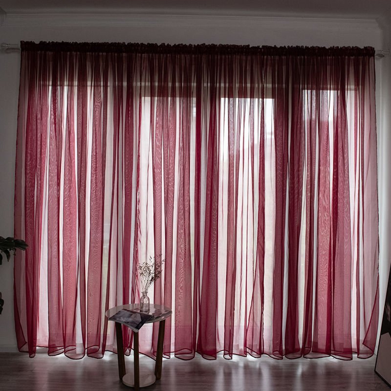 Simple And Modern Balcony Solid Color Gauze Curtain - AmiraMart