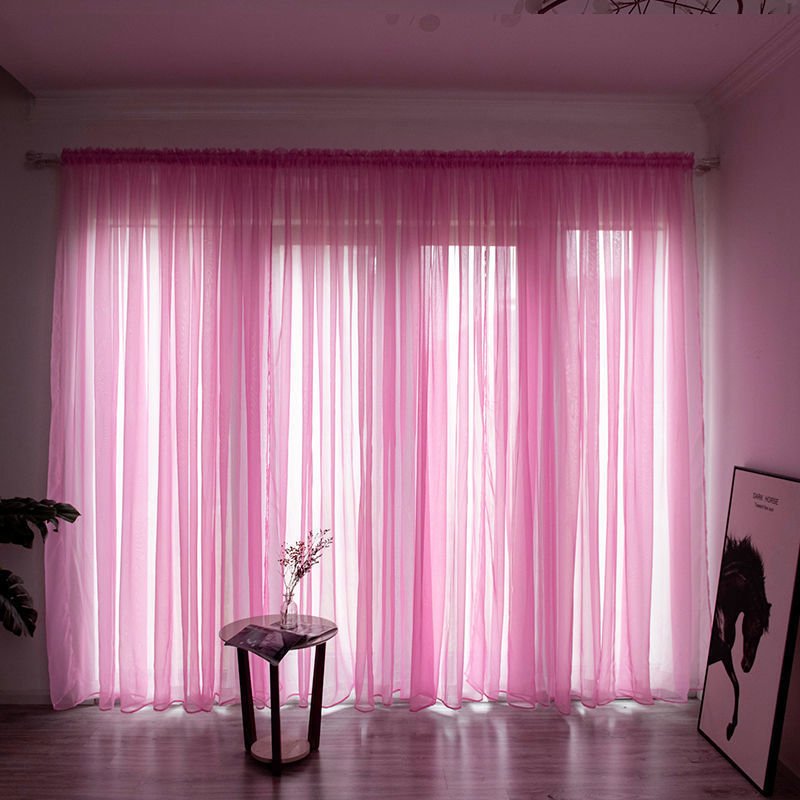 Simple And Modern Balcony Solid Color Gauze Curtain - AmiraMart