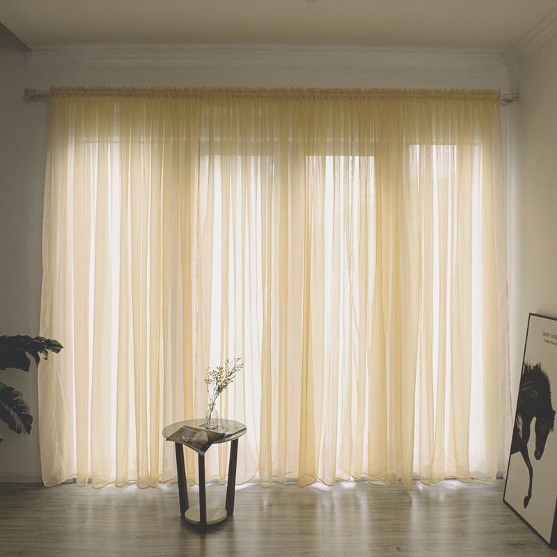 Simple And Modern Balcony Solid Color Gauze Curtain - AmiraMart