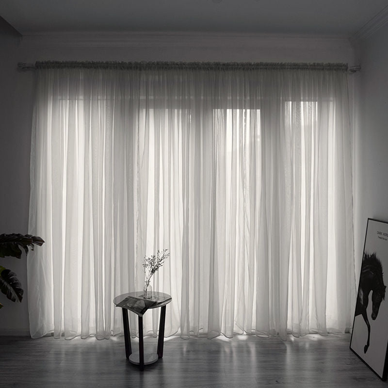 Simple And Modern Balcony Solid Color Gauze Curtain - AmiraMart