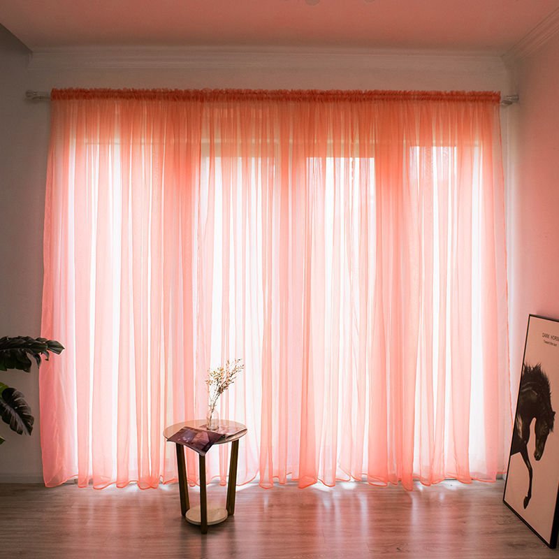 Simple And Modern Balcony Solid Color Gauze Curtain - AmiraMart