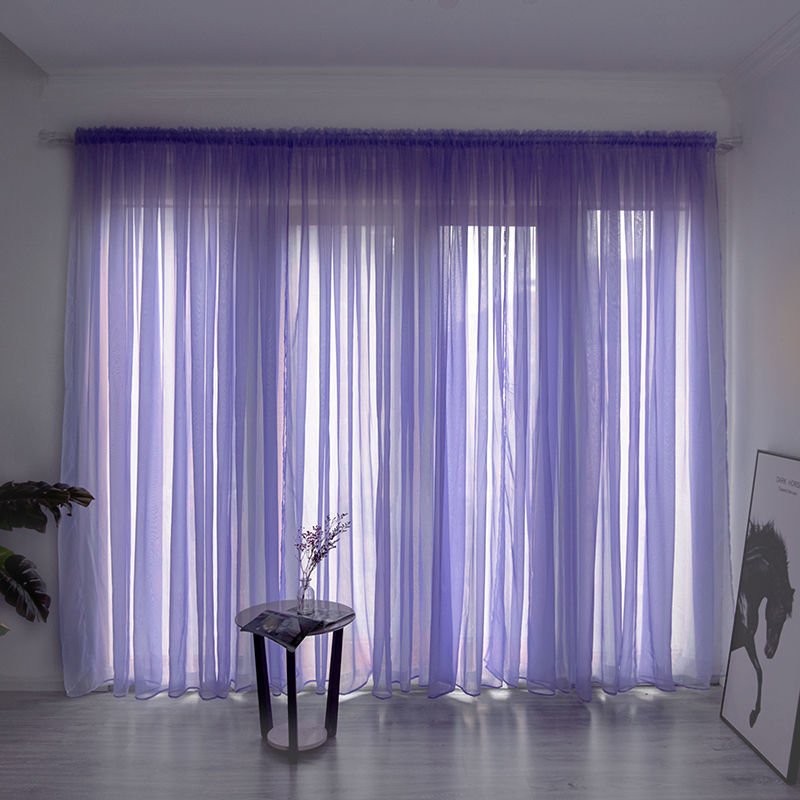 Simple And Modern Balcony Solid Color Gauze Curtain - AmiraMart