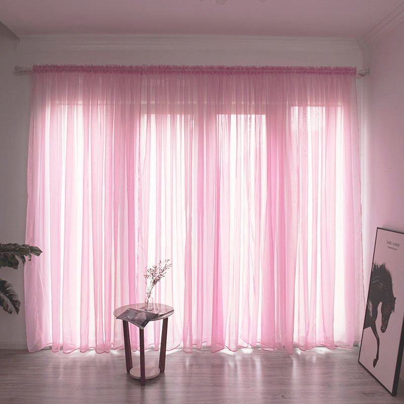 Simple And Modern Balcony Solid Color Gauze Curtain - AmiraMart