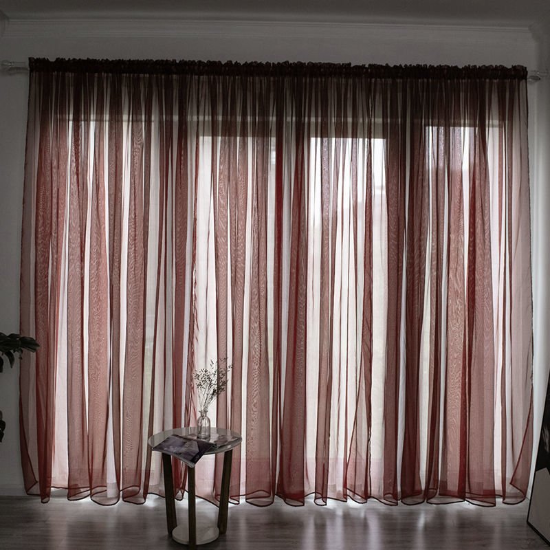 Simple And Modern Balcony Solid Color Gauze Curtain - AmiraMart