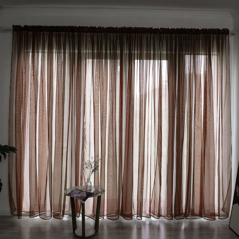 Simple And Modern Balcony Solid Color Gauze Curtain - AmiraMart
