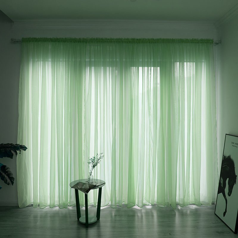 Simple And Modern Balcony Solid Color Gauze Curtain - AmiraMart