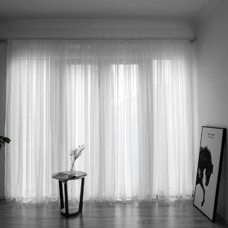 Simple And Modern Balcony Solid Color Gauze Curtain - AmiraMart