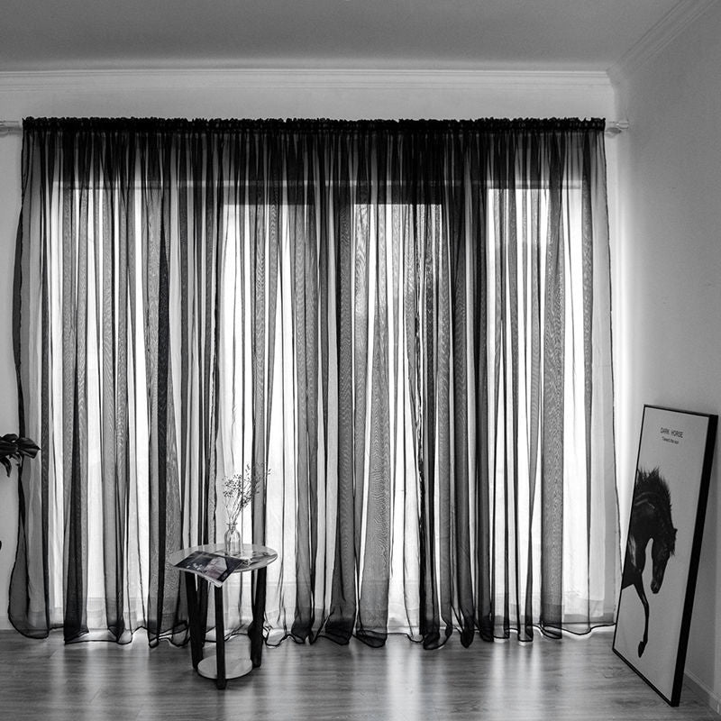 Simple And Modern Balcony Solid Color Gauze Curtain - AmiraMart