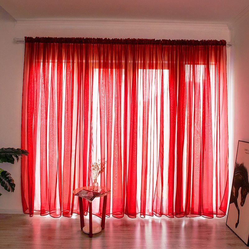 Simple And Modern Balcony Solid Color Gauze Curtain - AmiraMart
