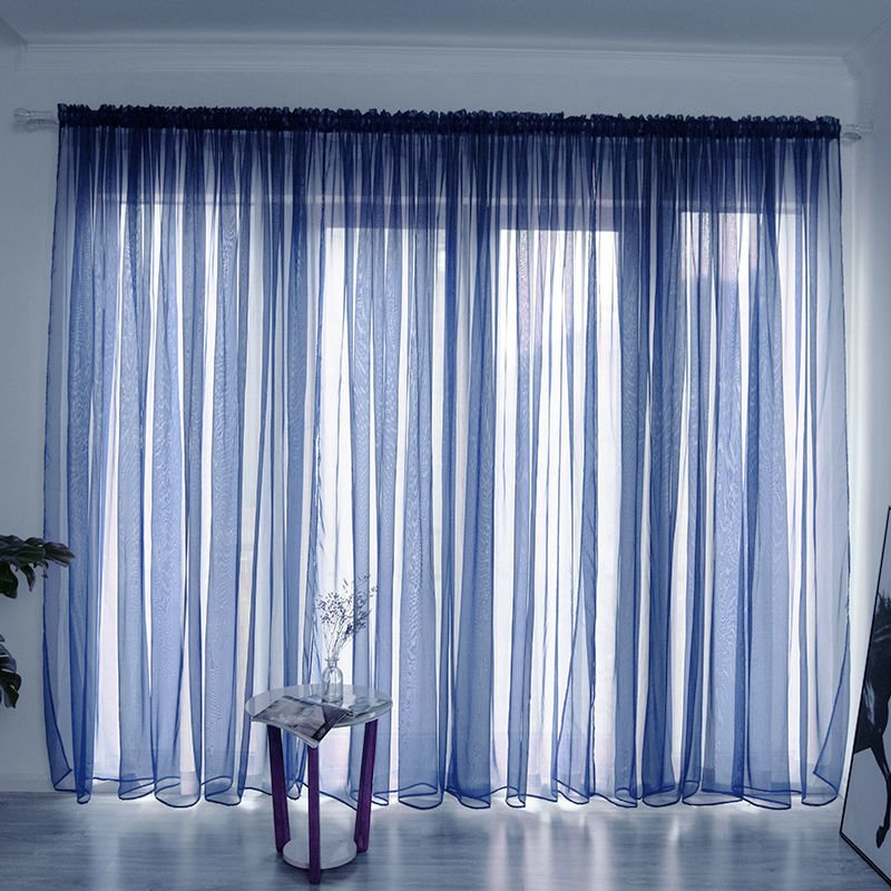 Simple And Modern Balcony Solid Color Gauze Curtain - AmiraMart