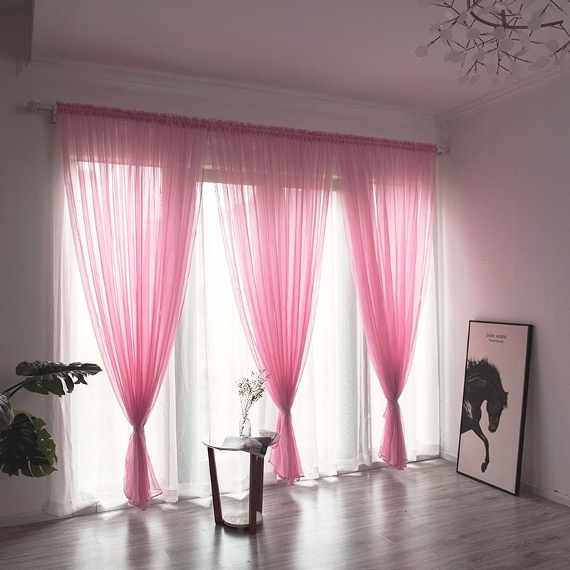 Simple And Modern Balcony Solid Color Gauze Curtain - AmiraMart