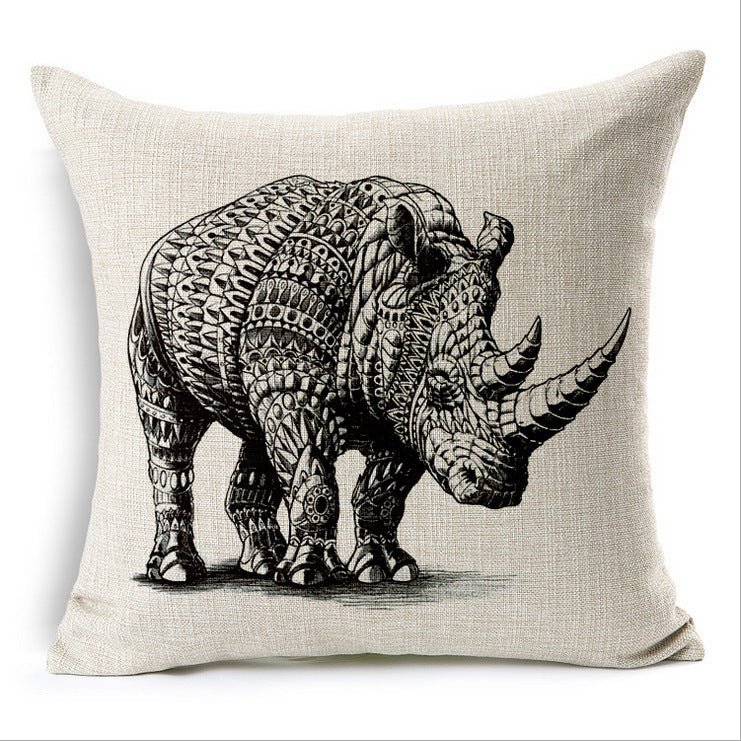 Simple Elephant Cotton Linen Pillowcase Cushion - AmiraMart