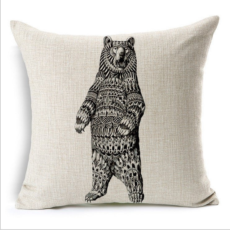 Simple Elephant Cotton Linen Pillowcase Cushion - AmiraMart