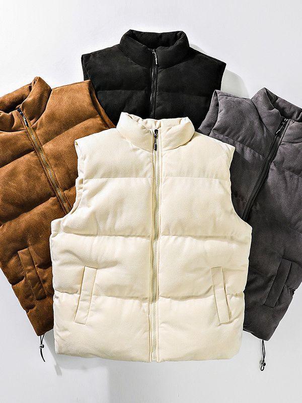 Simple Stand - up Collar Cotton - padded Clothes Vest For Men - AmiraMart