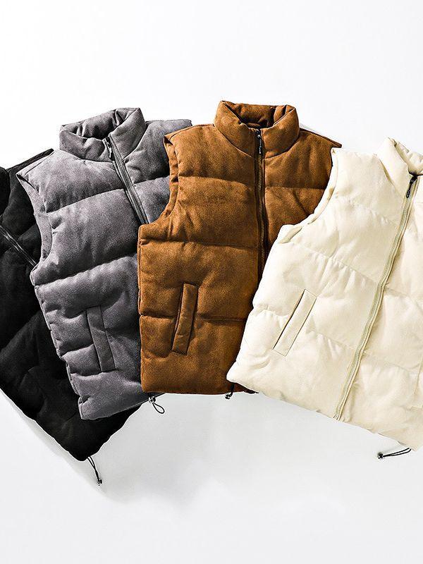 Simple Stand - up Collar Cotton - padded Clothes Vest For Men - AmiraMart
