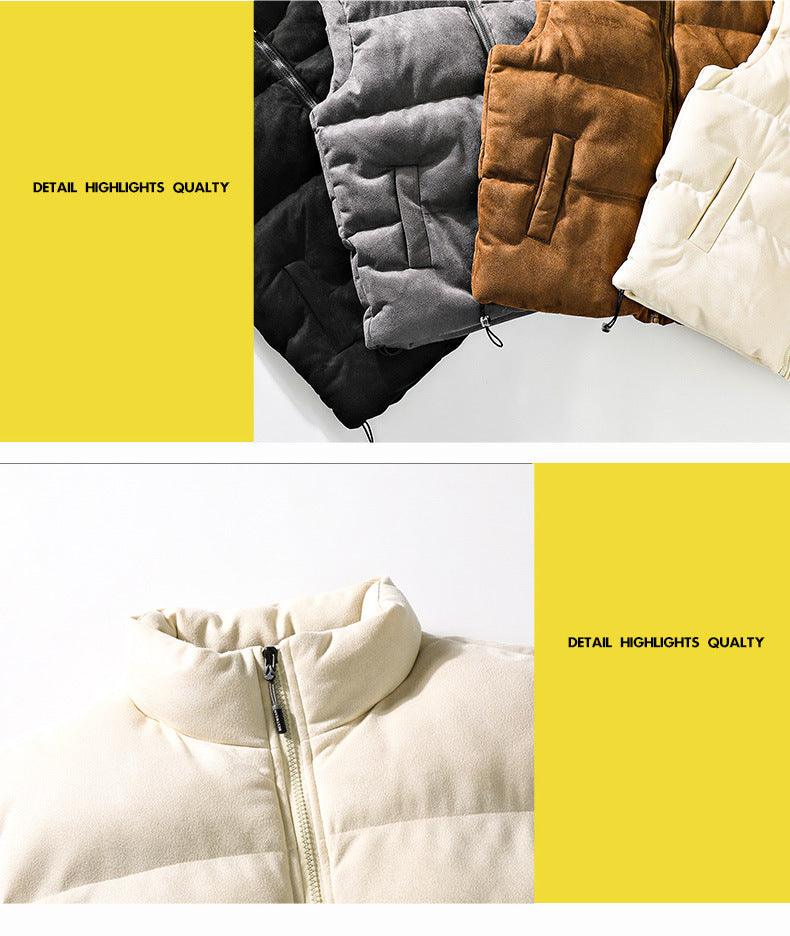 Simple Stand - up Collar Cotton - padded Clothes Vest For Men - AmiraMart
