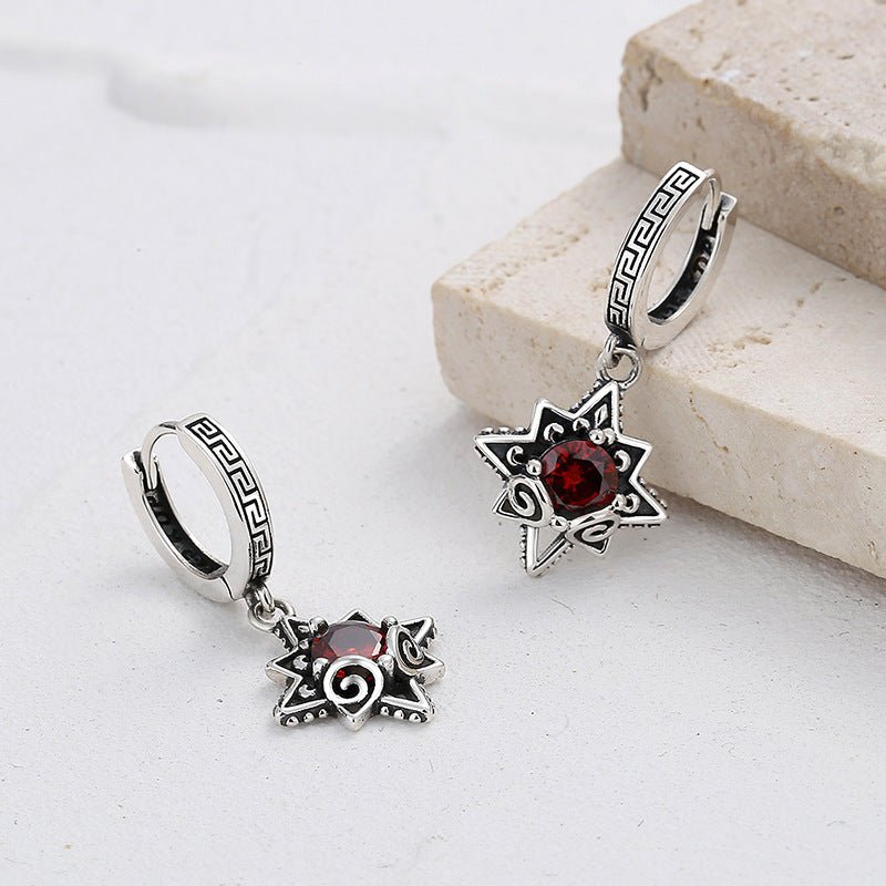 Six - Star 925 Silver Earrings | Elegant Star Pendant Jewelry - AmiraMart