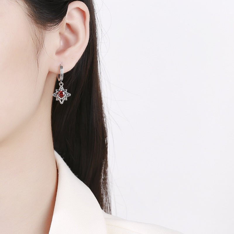 Six - Star 925 Silver Earrings | Elegant Star Pendant Jewelry - AmiraMart