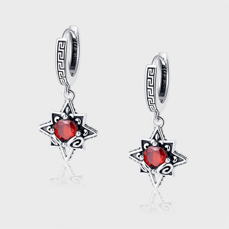 Six - Star 925 Silver Earrings | Elegant Star Pendant Jewelry - AmiraMart