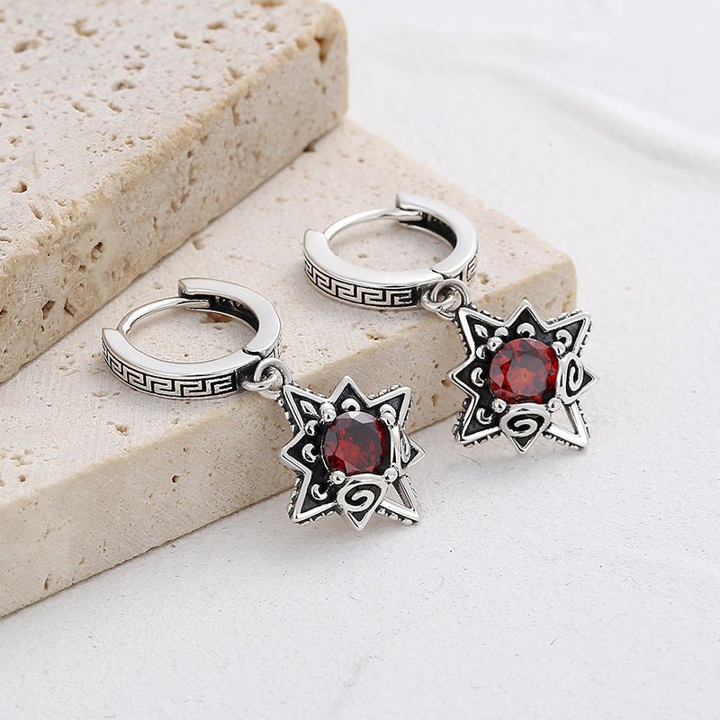 Six - Star 925 Silver Earrings | Elegant Star Pendant Jewelry - AmiraMart