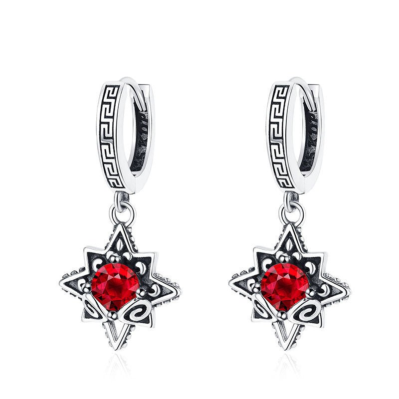 Six - Star 925 Silver Earrings | Elegant Star Pendant Jewelry - AmiraMart