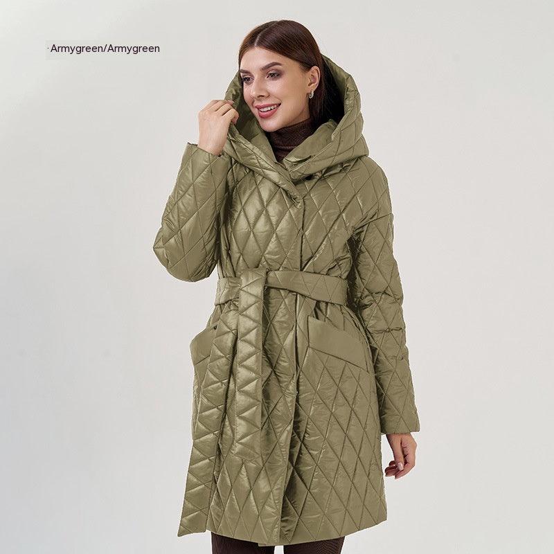 Slim - fit Lace Up Lapel Long - sleeved Coat - AmiraMart