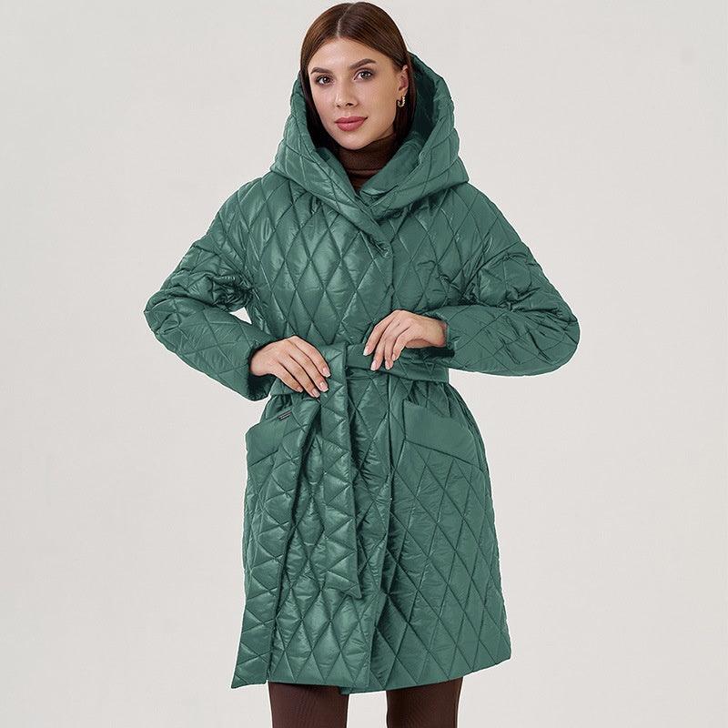 Slim - fit Lace Up Lapel Long - sleeved Coat - AmiraMart