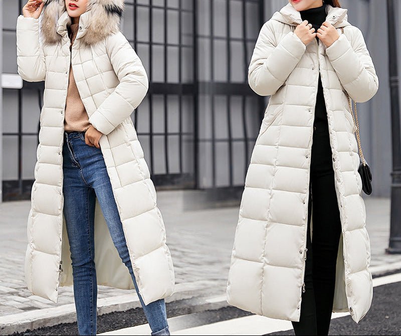 Slim - fit Over - the - knee Padded Cotton Coat Winter Coat - AmiraMart