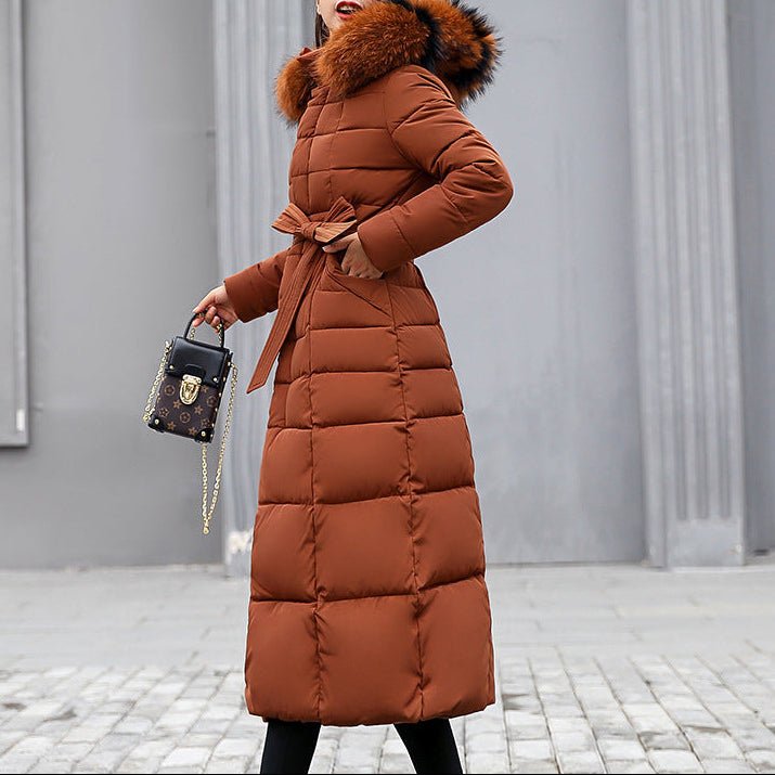 Slim - fit Over - the - knee Padded Cotton Coat Winter Coat - AmiraMart